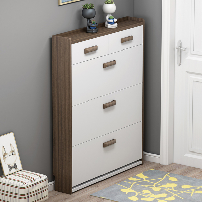 鞋柜家用口超薄翻斗17cm黑胡桃大容量玄关厅柜带抽屉收纳鞋架