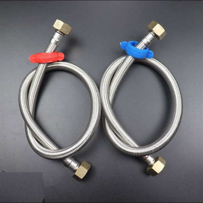 器进水软连接管古达ss加长冷热高压防爆铜帽龙头304不锈钢软管(e1b)