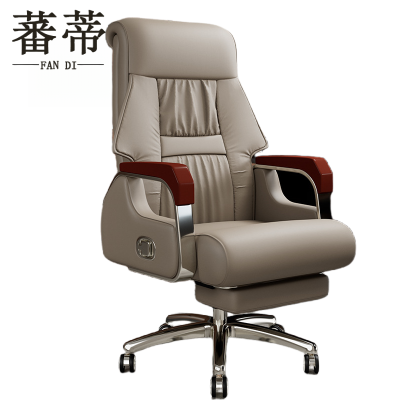 蕃蒂大班椅卡其色牛皮把