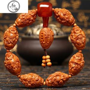 上善橄榄核手串核手串链文玩手串男女款南苏工精工刻八大财神 JiMi手链