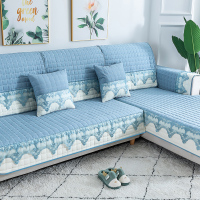 家柏饰(CORATED)四季通用防滑沙发垫坐垫子布艺全包萬能沙发套罩沙发盖布沙发巾 清婉浅蓝灰 110*180cm