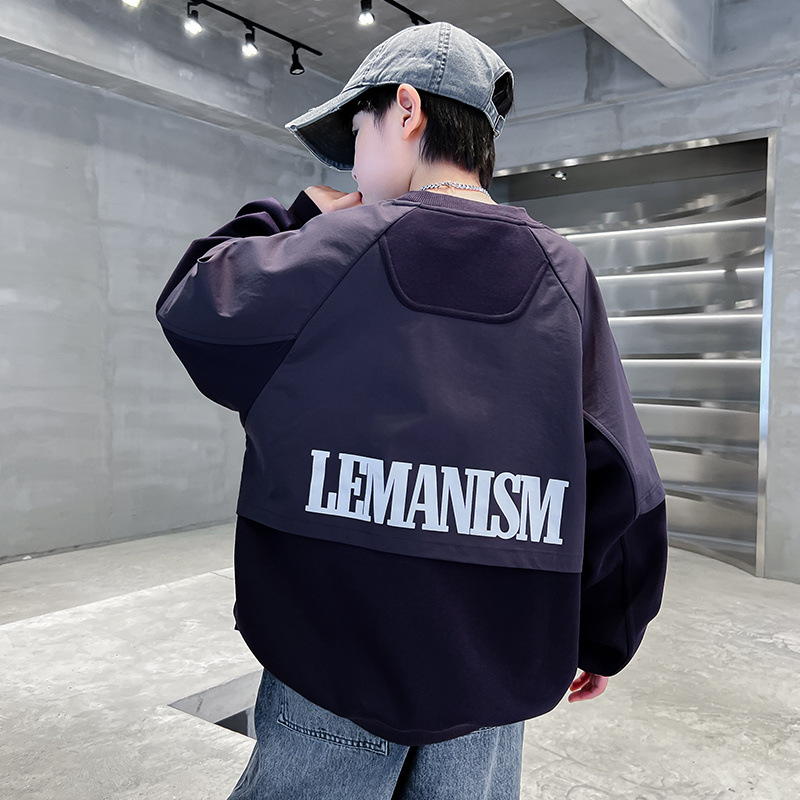 男童拼接卫衣春秋款2026新款儿童春装衣服宽松中大童上衣春季酷帅