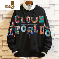 YANXU特大码胖哥肥佬加肥加大欧版宽松400斤流行圆领上衣体恤卫衣男冬