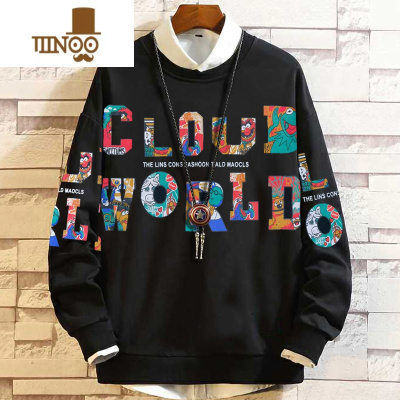 YANXU特大码胖哥肥佬加肥加大欧版宽松400斤流行圆领上衣体恤卫衣男冬