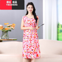 YIBUSHENG妈妈天棉绸睡裙无袖背心裙中年女式天空调服人造棉连衣裙凉快