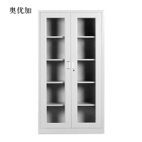 奥优加钢制档案柜财务凭证柜带锁储物柜铁皮柜书柜通玻对开门文件柜