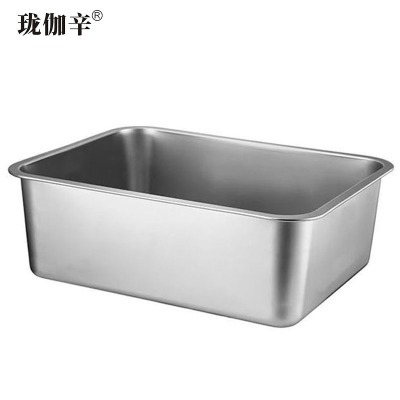 珑伽辛 特厚不锈钢方盘快餐盆 60*40*20cm/个