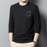 华夫格青年简约长袖卫衣日常休闲百搭简约秋季卫衣口袋装饰T恤