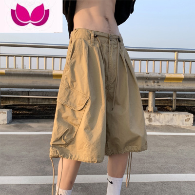 七斓日系cityboy工装短裤男夏季ins潮牌卡其色裤子美式阔腿六分裤