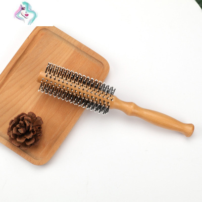 北欧款木质圆滚梳卷发梳滚筒梳子卷发梳梨花内扣造型美发直发按摩你那么美北欧风内圆型实木梳