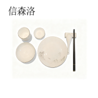 信森洛 白色山水纹餐盘套装 六件套 套