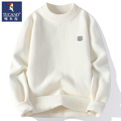 啄木鸟2023新款内搭宽松潮流雪尼尔半高领毛衣男冬季中领打底衫男