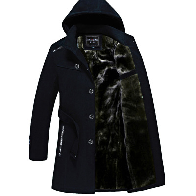 HLCOMAN男士毛呢大衣中长款加绒加厚冬季风衣冬天外套呢子褂子衣服男妮子风衣