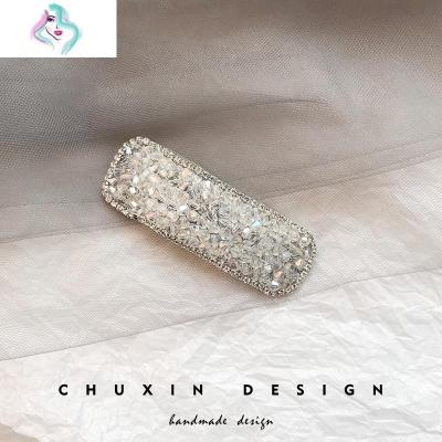 东大水钻超闪简约bb夹满钻刘海夹成人边夹后脑勺头饰发卡子韩国你那么美深灰水滴发夹