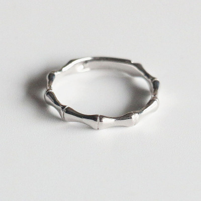 S925纯银竹节开口戒指指环关节戒 可调节纯银戒指男女活口送女朋友老婆情人节七夕生日礼物