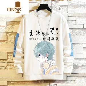 YANXU卫衣男加绒新款长袖t恤男装保暖上衣服大码秋衣冬季国潮圆领打底