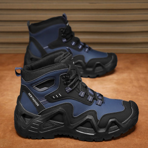 透气舒适轻休闲系带超迁拼色运动靴男士秋季上新款个性时尚马丁靴