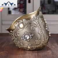 欧式KTV金属桌面小垃圾桶家用客厅茶几桌上装饰斜口碗收纳桶 三维工匠