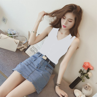 广赫v领针织吊带女外穿网红修身上衣小背心女搭西服的内搭打底外穿潮