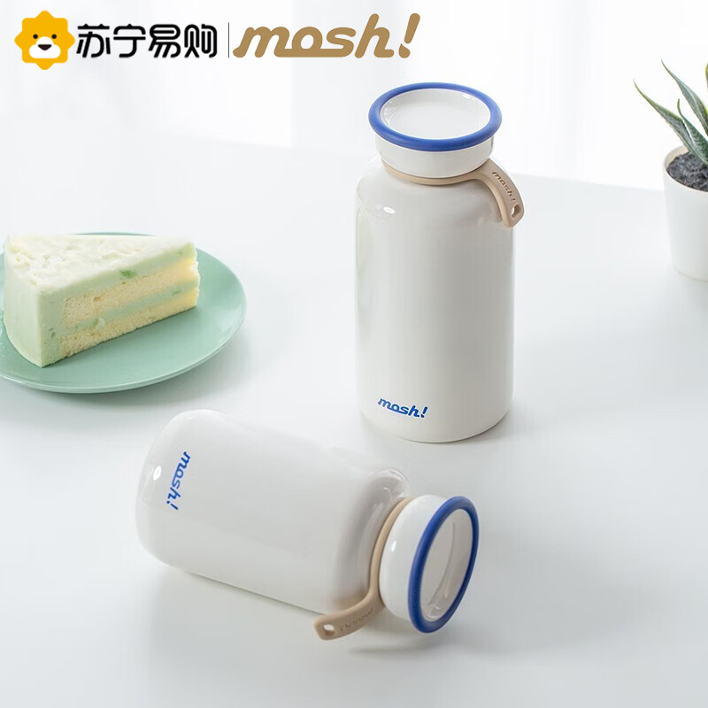 mosh!保温杯女士大容量杯子高颜值喝水杯生日礼物年会定制 白色450ml杯