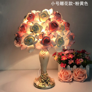 苏宁放心购 水晶台灯卧室床头灯创意婚庆婚房长明灯欧式温馨玫瑰花结婚