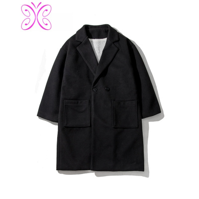 YUANSU秋冬季林弯弯网红毛呢大衣男女韩版中长款呢子风衣情侣装外套潮流风衣