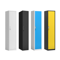 易企采 彩色员工单一门更衣柜铁皮储物柜带锁钢制单人收纳柜家用简易铁衣柜