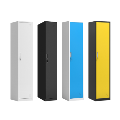易企采 彩色员工单一门更衣柜铁皮储物柜带锁钢制单人收纳柜家用简易铁衣柜