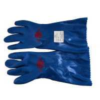 东蓓浸塑磨砂手套035均码 长35cm,蓝色,内层化纤针织布,外层PVC磨砂防滑耐油耐酸碱1副