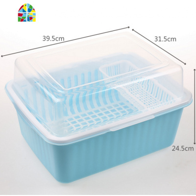 控水碗框洗碗控水筐洗菜盆塑料大号淋碗架家用收碗筐厨房 FENGHOU 带盖蓝色碗架洗菜篮洗菜篮