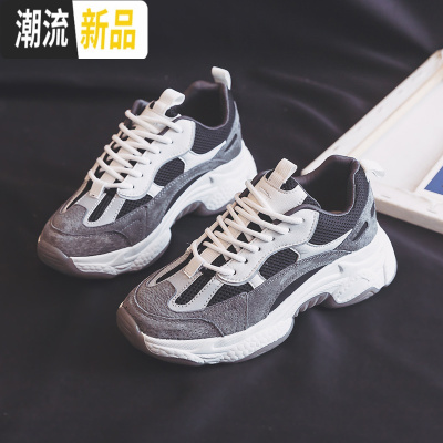 2020春季新款老爹鞋女ins潮网红超火百搭小白鞋子休闲运动鞋广赫帆布鞋