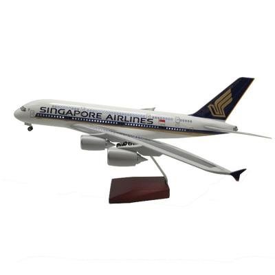 空客A380系列47厘米仿真飞机玩具飞机模型客机飞机模型航模飞机声控LED灯声控客机模型飞机模型摆件A380新加坡