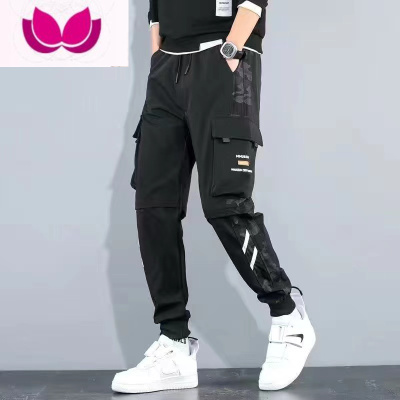 七斓潮牌工装裤男宽松大码潮流夏季休闲九分裤韩版运动长裤潮流