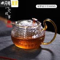 三维工匠茶杯玻璃杯加厚可高温品茗杯带把家用功夫茶具小号主人杯 星梦壶大号—500