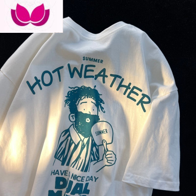 七斓夏季卡通创意短袖t恤男潮牌百搭圆领半袖2023新款五分袖体恤潮ins