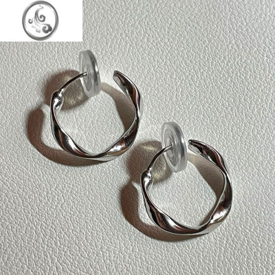 JiMi复古港风耳夹无耳洞女新款圆圈耳饰气质高级感法式蚊香盘耳环