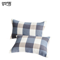 伊伊爱 三层水洗全棉大格枕巾一对装