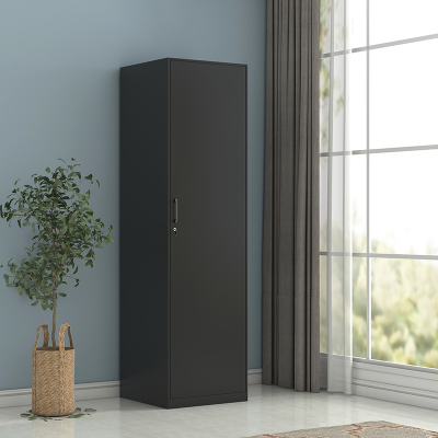 臻远钢制阳台柜单门加厚更衣柜储物柜曜石黑 防锈防晒