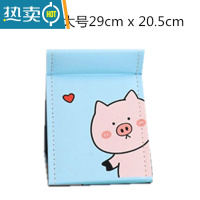 敬平可爱卡通大学生寝室桌面台式化妆镜超大女梳妆镜子纸折叠便携便携式用镜 浅蓝色 CU小猪-超大号