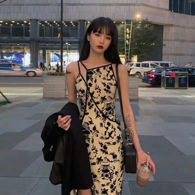 旗舰直营-2021春夏新款无袖开叉连衣裙法式小众吊带气质复古改良版旗袍裙格罗希