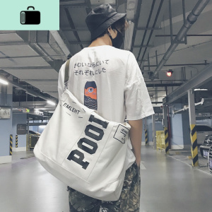 文艺男生手拎帆布书包潮流大容量布包日系学生韩版男女斜跨单肩包NEW LAKE男士单肩包