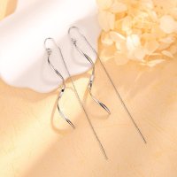 s925银波浪流苏耳线女轻奢小众设计长款耳链耳环ins风耳钉耳饰送女朋友老婆情人节七夕生日礼物
