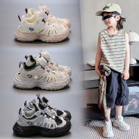 纯色老爹鞋2026透气登山儿童鞋旋钮扣按钮坦克轮胎榴莲底男童女童