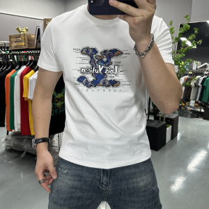 夏季新款国潮短袖T恤男印花圆领半袖体恤打底衫时尚潮i修身丝光棉