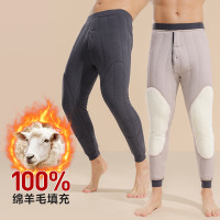 策霸CEBA男士羊毛绗缝棉裤男保暖冬季中老年内穿高腰保暖裤男款加厚加绒裤