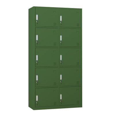 DXBG铁皮更衣柜宿舍储物柜钢制内务柜制式绿皮衣帽柜子绿色10门更衣