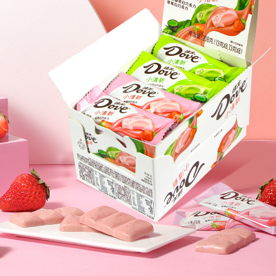 德芙丝滑牛奶小清新白巧克力16条整盒草莓抹茶味高颜值拍照零食小清新混合装盒装