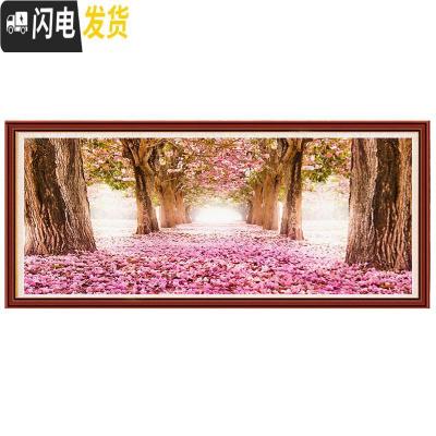 三维工匠十字绣2019新款绣全满线绣大幅客厅樱花树大气家用 中格/3股[高亮丝线]195*95cm[精准印花][送刺绣工