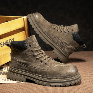 秋冬新款马丁靴男款英伦风美式复古运动大头工装靴高帮男鞋