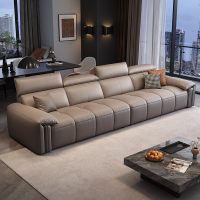 真皮沙发头层牛皮意式极简现代轻奢直排皮艺沙发-卡尔适花弄影